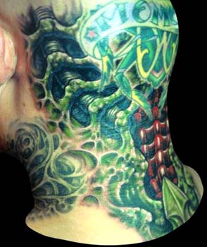 Tattoos - Bio Mech Head Piece - 14461