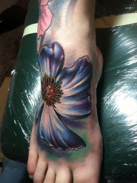 Tattoos - foot color flower tattoo - 63468