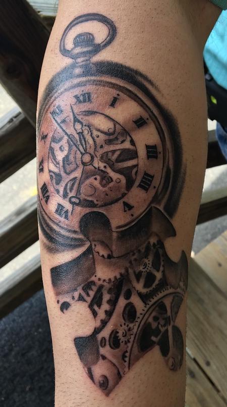 Tattoos - Pocket watch puzzle tattoo - 132965