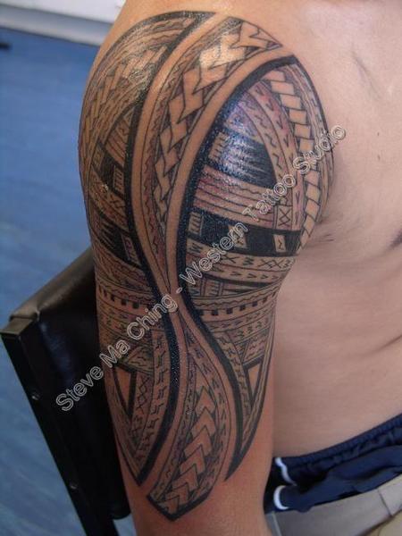 Tattoos - Black Work Half Sleeve Tattoo - 60549