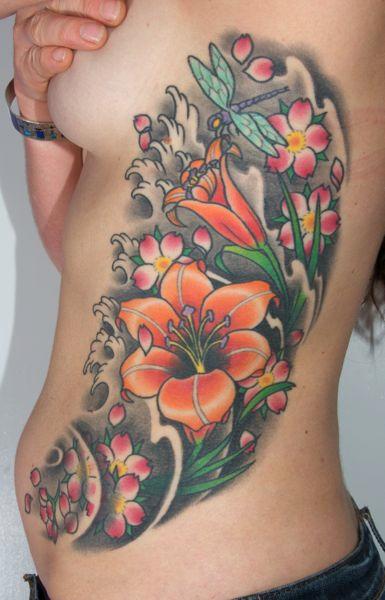 Tattoos - Color Cherry Blossoms Tattoo - 61606