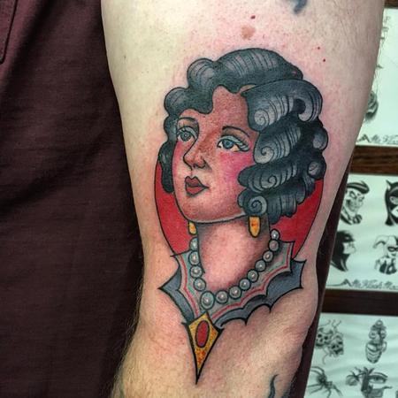 Tattoos - Traditional Girl Head - 129025