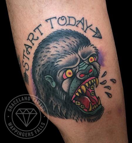 Tattoos - Traditional Gorilla Tattoo - 108421