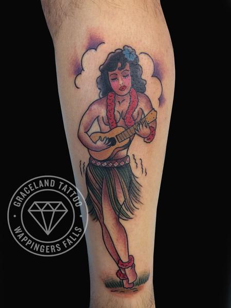 Tattoos - Sailor Jerry Hula Girl Tattoo - 104667