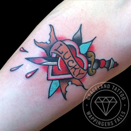 Tattoos - Traditional Heart and Dagger Tattoo - 108868