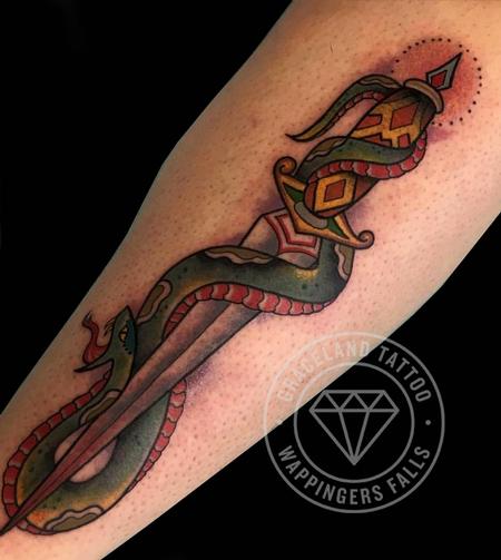 Tattoos - Snake and Dagger Tattoo - 122643