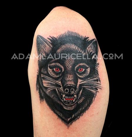 Tattoos - Folk Wolf Tattoo - 102301