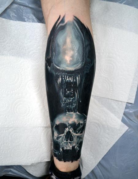 Tattoos - Xenomorph Calf Tattoo - 130363