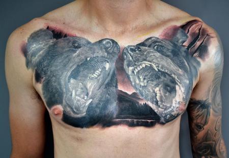 Tattoos - Grizzly Bear vs Rottweiler - 134896
