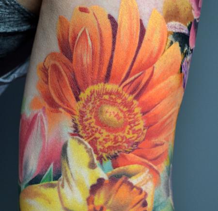 Tattoos - Healed Close Up Floral Sleeve  - 142941