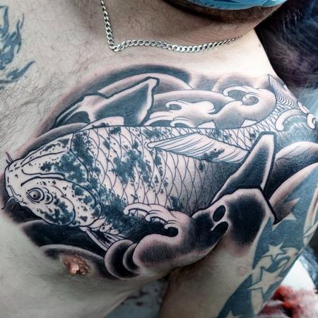 Tattoos - Work In Progress Koi Cover Up - 143656