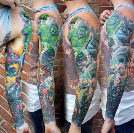 Alan Aldred - Marvel Comic Sleeve Tattoo