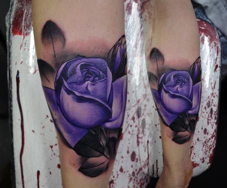 Tattoos - Feminine Purple Rose Tattoo - 112372