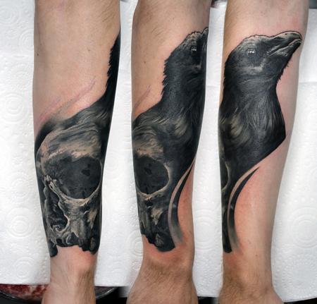 Tattoos - Raven and Skull Morph - 130839