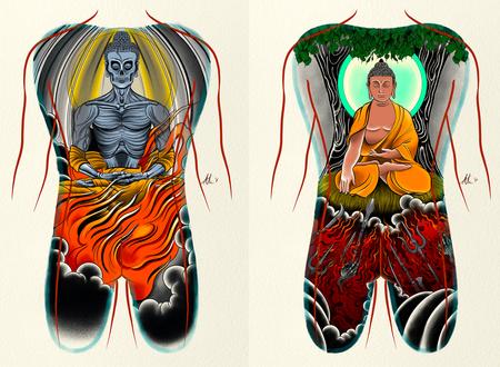 Tattoos - Buddha Backpiece Studies - 143650