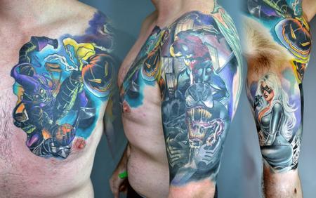 Tattoos - Spiderman half sleeve and chest panel. - 140487