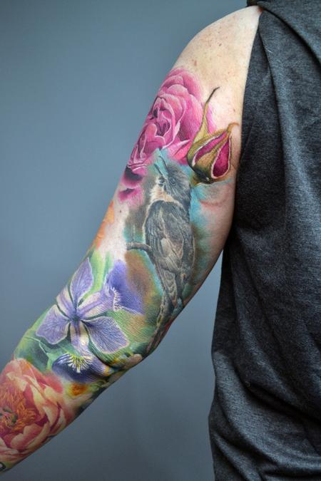 Tattoos - Work In Progress Nature Floral Sleeve Tattoo - 142943