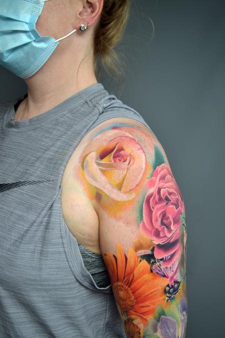 Alan Aldred - Nature Floral Sleeve In Progress