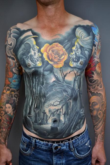 Tattoos - Cemetery Torso Colour Tattoo - 139946