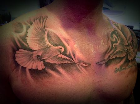Tattoos - Black and Grey Doves - 104725