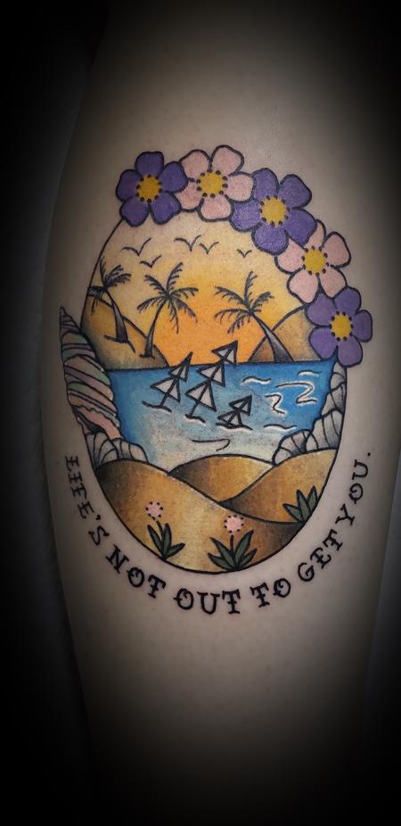 Nick Sadler - Neck Deep Beach Nature Color Tattoo