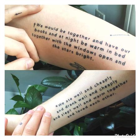 Blake Ohrt - Lettering footnote quote tattoo