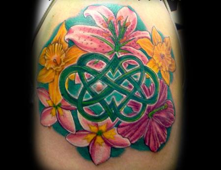 Tattoos - Celtic Knot and Flowers - 140941