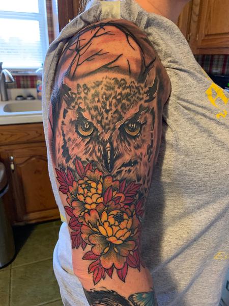 bubba underwood (PORTLAND) - Owl and peony