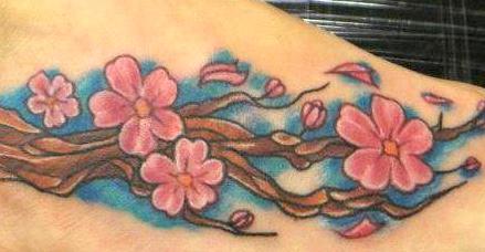 Tattoos - Cherry Blossoms on Foot - 140999