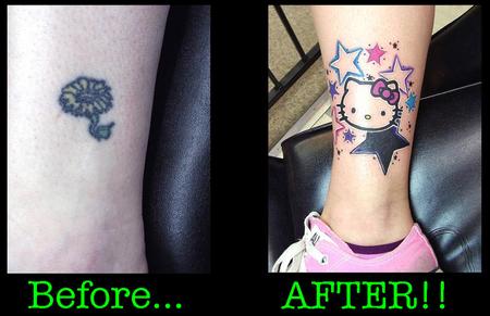 Tattoos - Before and After Hello Kitty - 140981