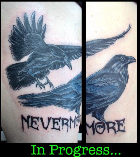 Tattoos - Crows and Lettering, In Progress  - 140997