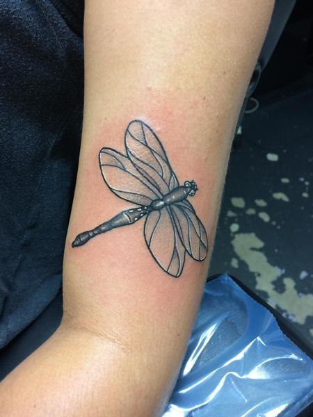 Tattoos - Black and grey dragonfly  - 140130