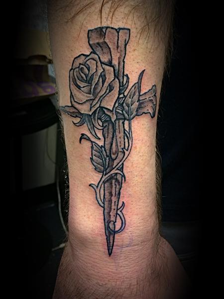 Tattoos - Rose cross - 137570