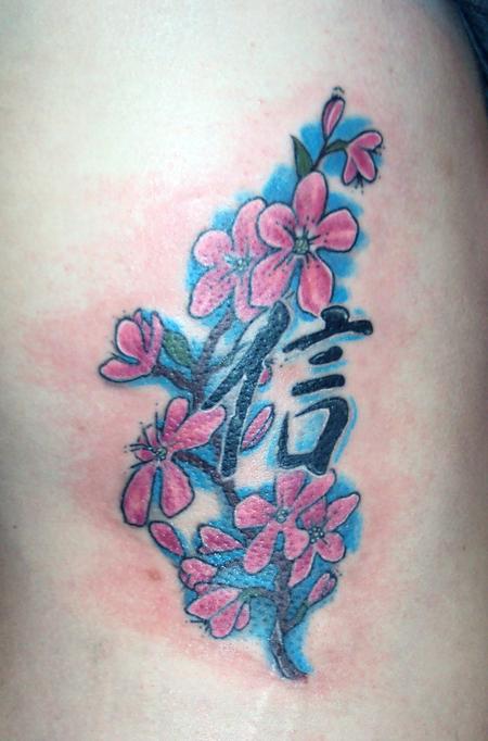 Tattoos - Kanji and Cherry Blossoms - 140989