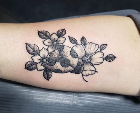 Tattoos - Lady bug and flowers tattoo - 141326