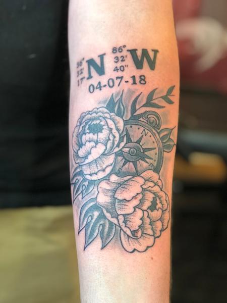 Tattoos - Compass flowers - 133290
