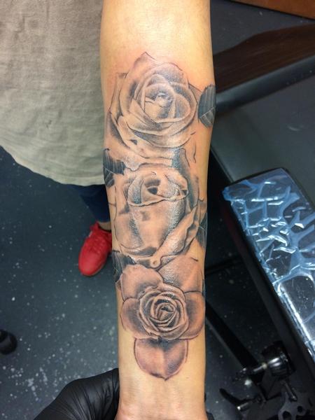 Tattoos - Black and grey roses  - 140129