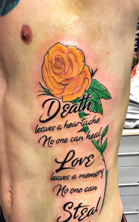 Howard Bell - Yellow Rose and Quote on Ribs