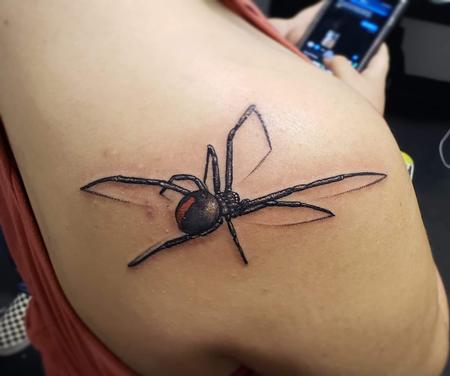 Blake Ohrt (MADISON) - Black widow spider tattoo