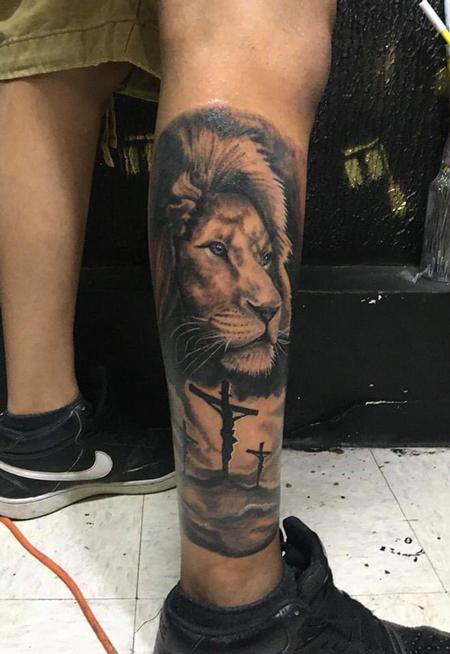 Tattoos - Lion cross - 144834