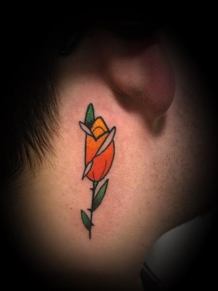 Nick Sadler (MADISON) - Neo Traditional Rose on neck 