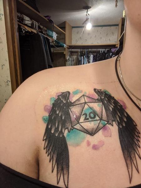 Tattoos - DND watercolor d20 black ravenclaw - 141989
