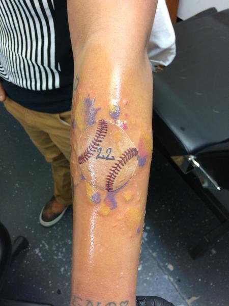 Tattoos - Color/watercolor baseball  - 140132