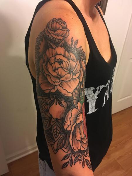 Tattoos - Flower and mandala quarter sleeve - 139966