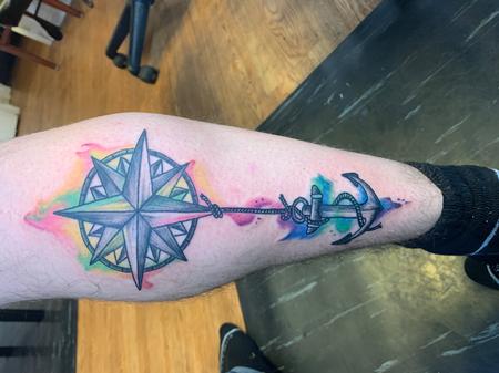 Tattoos - Watercolor compass and anchor - 141229