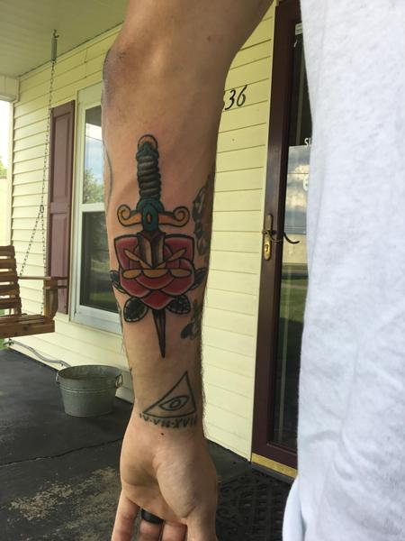 Tattoos - Traditional dagger and rose - 139961