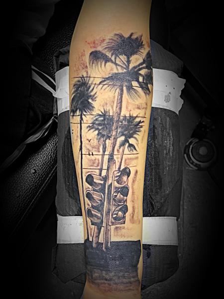 Tattoos - Palm trees and traffic lights - 138120