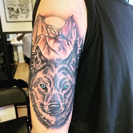 Tattoos - Wolf and mountains - 140611