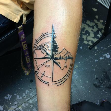 Tattoos - Black work custom compass - 140139