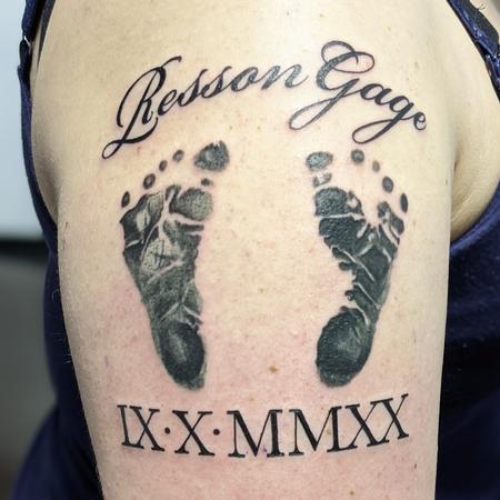 Tattoos - Baby foot print and name - 142611